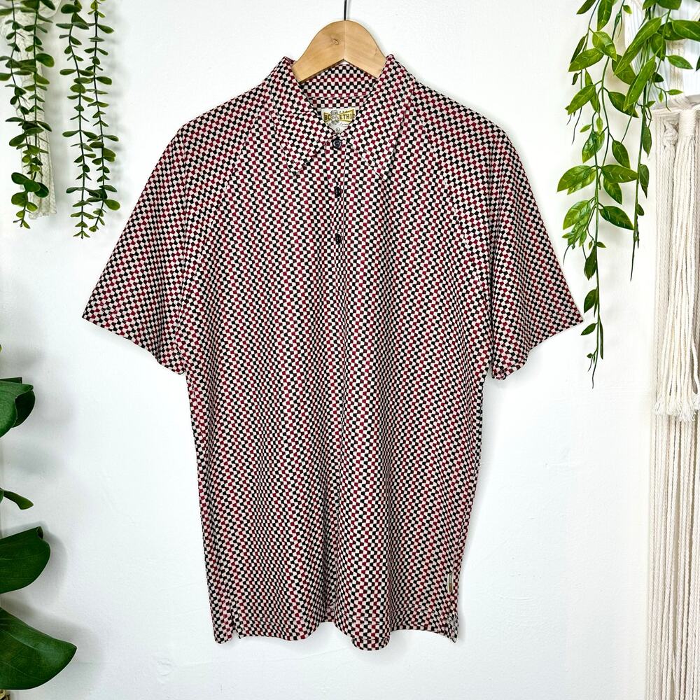 Rare Retro VTG BC Ethic Rockabilly Camp 70s Disco Bowling Collared Tee M/L